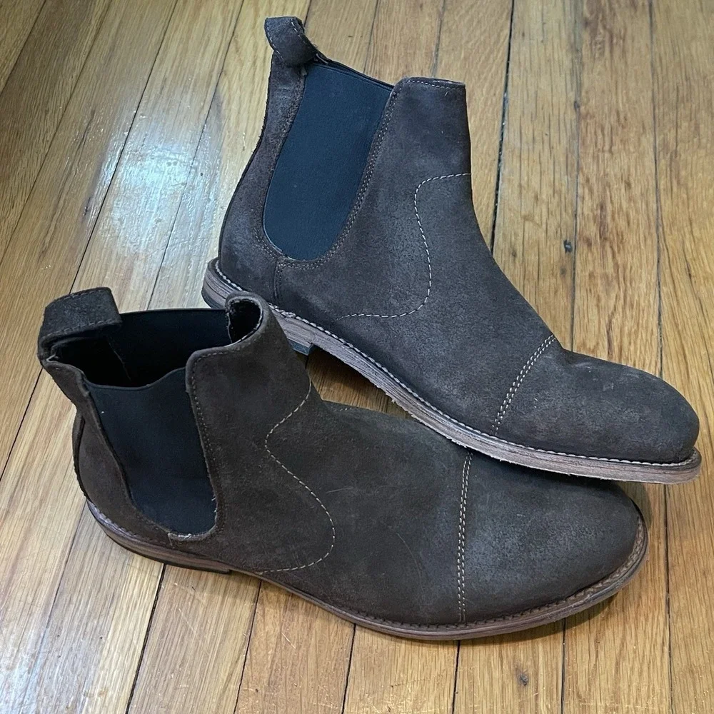Freebird Mens 11 Brown Genuine Leather Curtis Boots Cap Toe Casual Dressy EUC